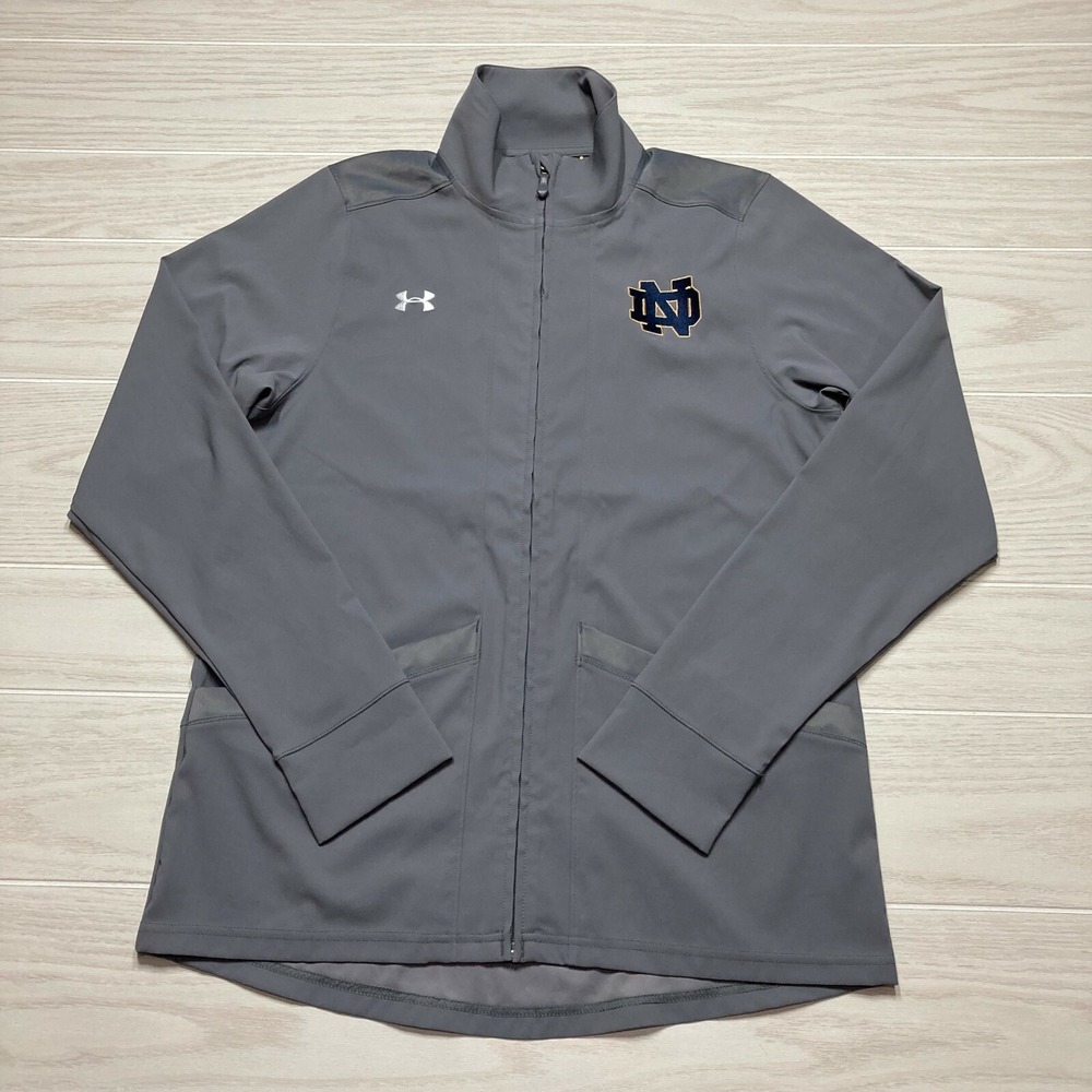Under Armour Women's Pregame Woven Jacket Notre Dame Loose Gray Size Medium